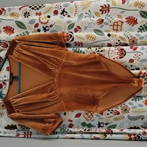 Orange velvet bodysuit